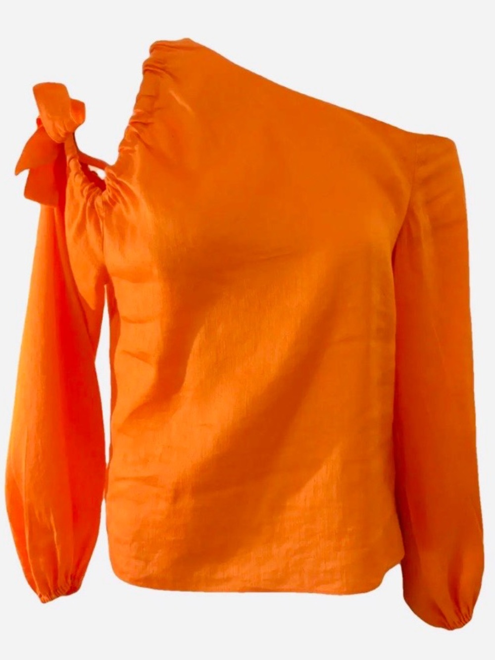 Tresse Paris, One-Shoulder Orange Women's Top with Tie Detail